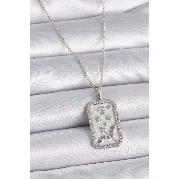 Dodes Dodes 316L Çelik Gümüş Renk Zincir Yay Burcu Zirkon Taşlı Kadın Kolye TG27BKO9450