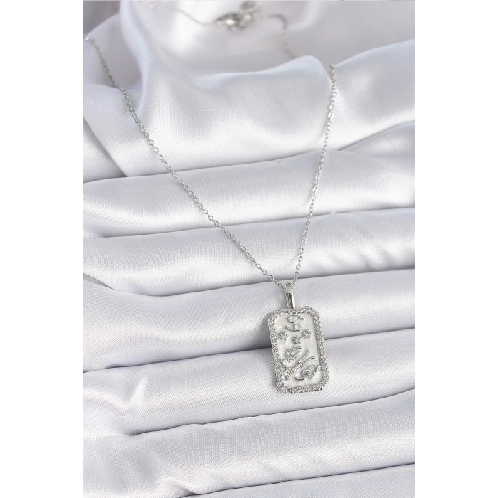 Dodes Dodes 316L Çelik Gümüş Renk Zincir Yengeç Burcu Zirkon Taşlı Kadın Kolye TG27BKO9448