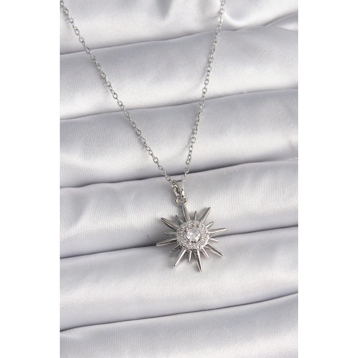 Dodes Dodes 316L Çelik Gümüş Renk Zincir Zirkon Taşlı Güneş Model Kadın Yüzük TG27BKO9562