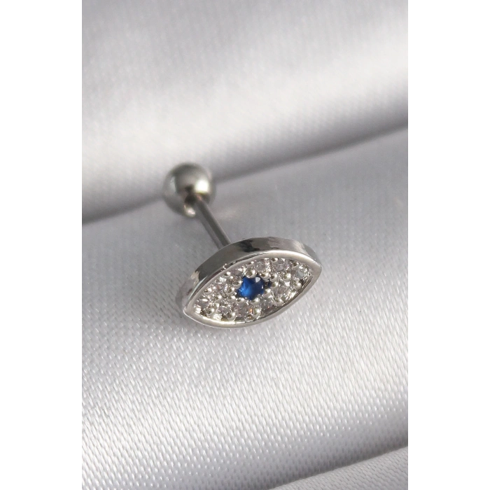 Dodes Dodes 316L Çelik Gümüş Renk Zirkon Taşlı Göz Tragus Piercing TG27PR1253