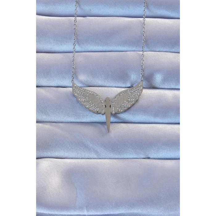 Dodes Dodes 316L Çelik Gümüş Renk Zirkon Taşlı Mikail Kolye TG27BKO9264