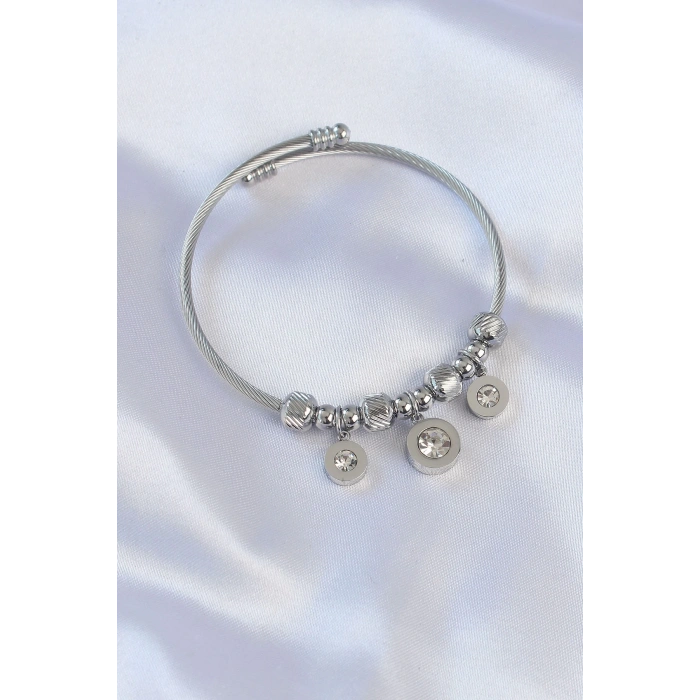 Dodes Dodes 316L Çelik Gümüş Renk Zirkon Taşlı Model Charm Bileklik TG27BB6090