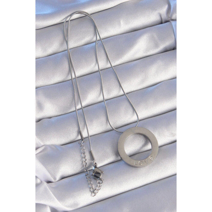 Dodes Dodes 316L Çelik Gümüş Renk Zirkon Taşlı Model Kolye TG27BKO8884