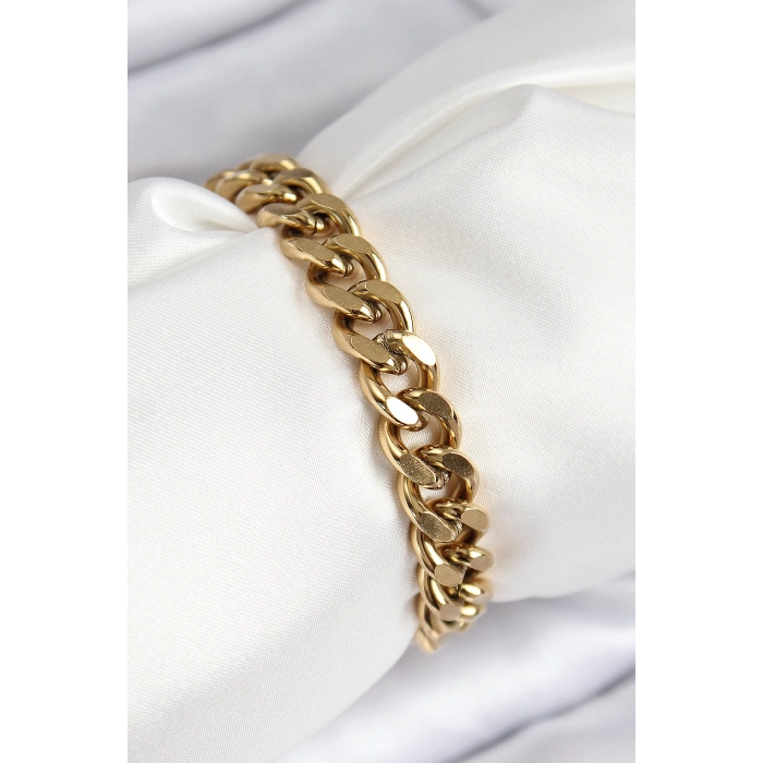 Dodes Dodes 316L Çelik Klasik Kalın Zincir Model Gold Renk Kadın Bileklik TG27BB7791