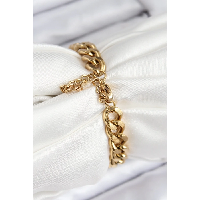 Dodes Dodes 316L Çelik Klasik Kalın Zincir Model Gold Renk Kadın Bileklik TG27BB7791