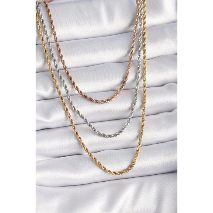 Dodes Dodes 316L Çelik Mix Renk Burgu Zincir Model Kadın Kolye TG27BKO9287