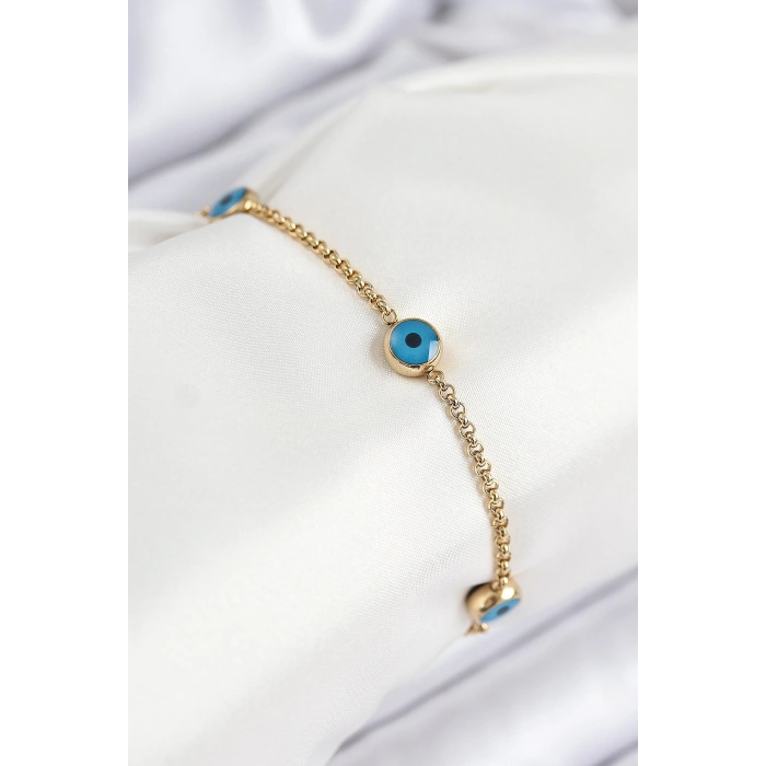 Dodes Dodes 316L Çelik Nazar Boncuğu Model Gold Renk Kadın Bileklik TG27BB7841