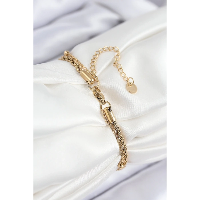 Dodes Dodes 316L Çelik Nazar Boncuk Model Burgu Zincir Gold Renk Kadın Bileklik TG27BB7829