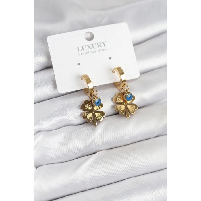 Dodes Dodes 316L Çelik Nazarlı Yonca Model Kadın Küpe TG27BKP11230