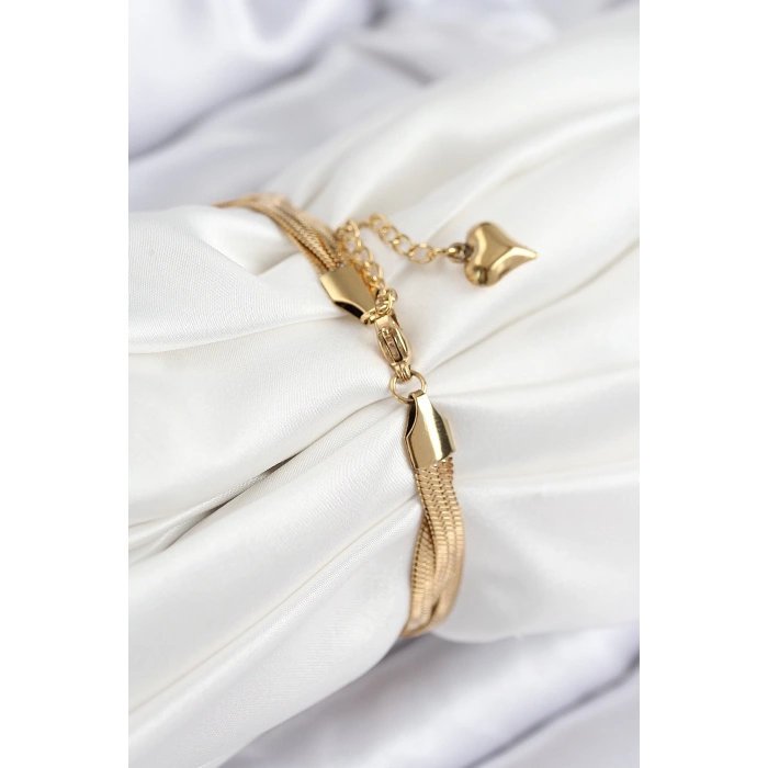 Dodes Dodes 316L Çelik Örgü İtalyan Zincir Model Gold Renk Kadın Bileklik TG27BB7835