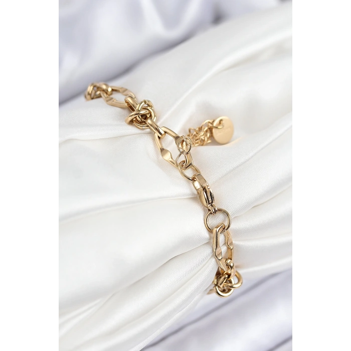 Dodes Dodes 316L Çelik Parçalı Zincir Model Gold Renk Kadın Bileklik TG27BB7847