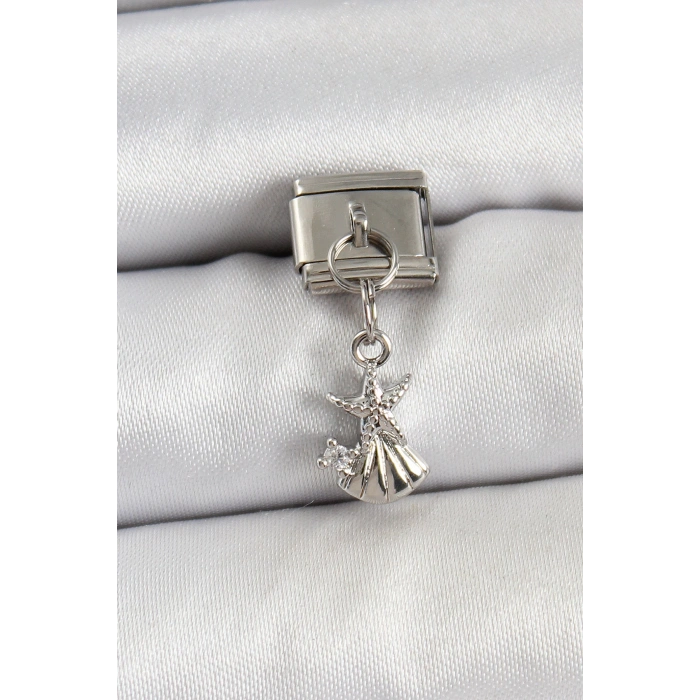 Dodes Dodes 316L Çelik Sallantılı Zirkon Taşlı Deniz Yıldızı Ve İstiridye Model Gümüş Renk Nomination Charm TG27BC1454
