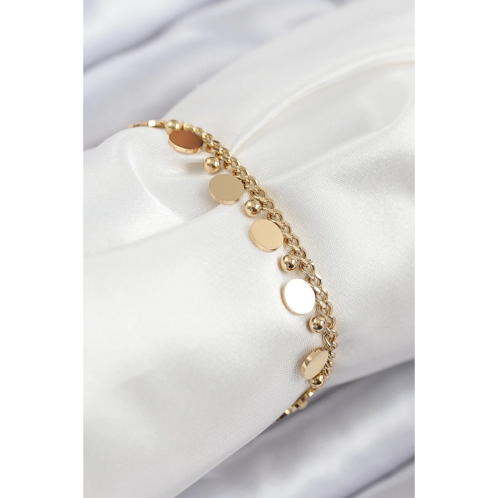 Dodes Dodes 316L Çelik Sıralı Pul Model Gold Renk Kadın Bileklik TG27BB7846