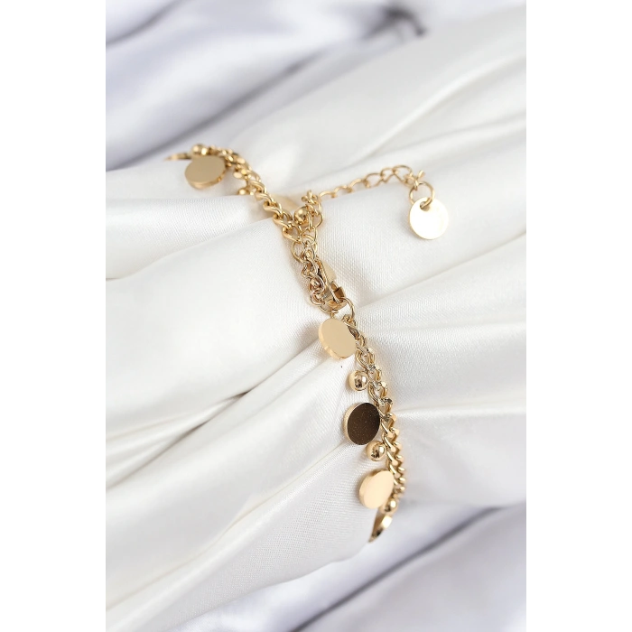 Dodes Dodes 316L Çelik Sıralı Pul Model Gold Renk Kadın Bileklik TG27BB7846