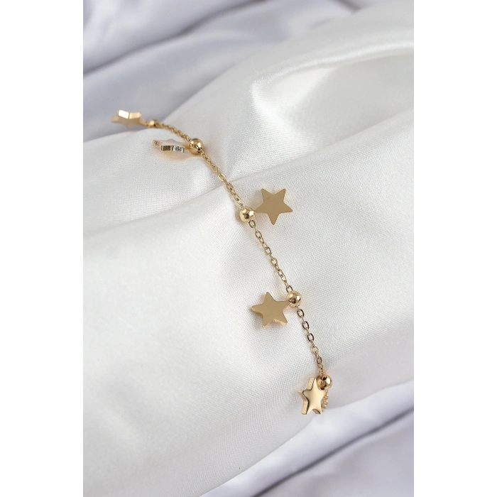 Dodes Dodes 316L Çelik Sıralı Yıldız Model Gold Renk Kadın Bileklik TG27BB7825