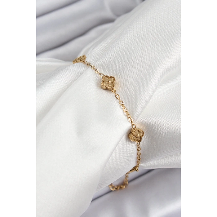 Dodes Dodes 316L Çelik Yonca Model Gold Renk Kadın Bileklik TG27BB7363