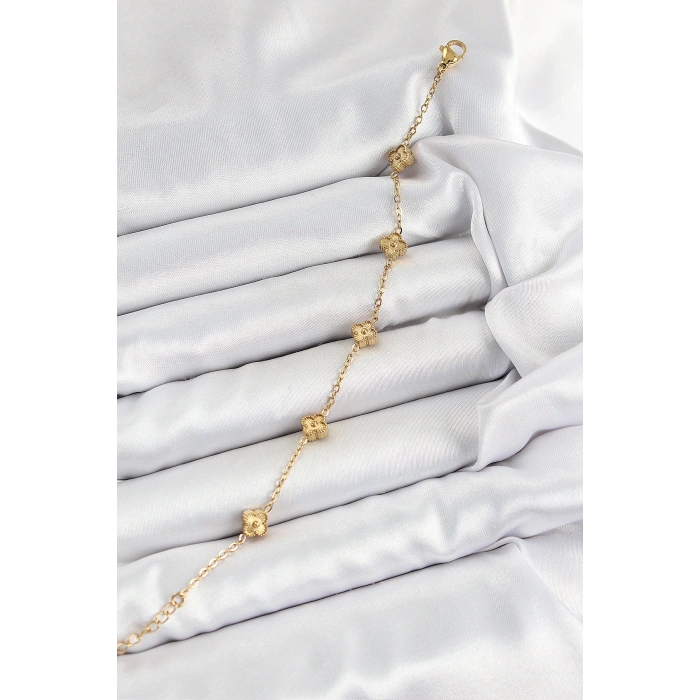 Dodes Dodes 316L Çelik Yonca Model Gold Renk Kadın Bileklik TG27BB7363