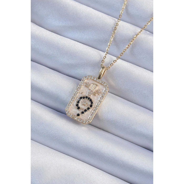 Dodes Dodes 316L Çelik Zincir Altın Renk Zirkon Taşlı Minimal Papatya Figürlü Tarot Kolye TG27BKO9223