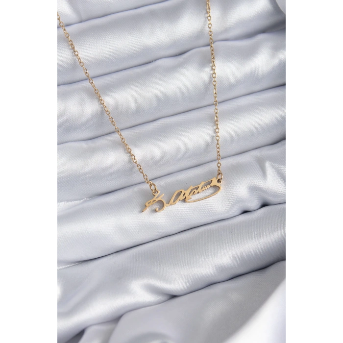 Dodes Dodes 316L Çelik Zincir Gold Renk Atatürk İmzası Model Kadın Kolye TG27BKO7842