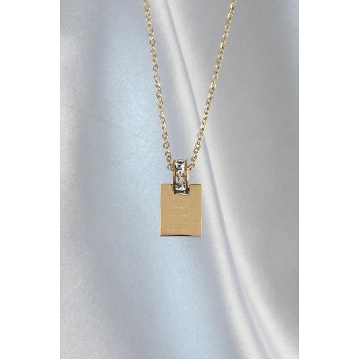 Dodes Dodes 316L Çelik Zincir Gold Renk Zirkon Taşlı Aşk Mektubu Kolye TG27BKO8907