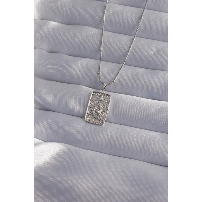 Dodes Dodes 316L Çelik Zincir Gümüş Renk Lazer İşlemeli Göz Figür Tarot Kolye TG27BKO9018