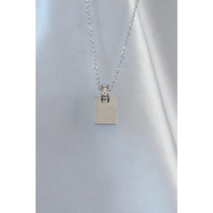 Dodes Dodes 316L Çelik Zincir Gümüş Renk Zirkon Taşlı Aşk Mektubu Kolye TG27BKO8908