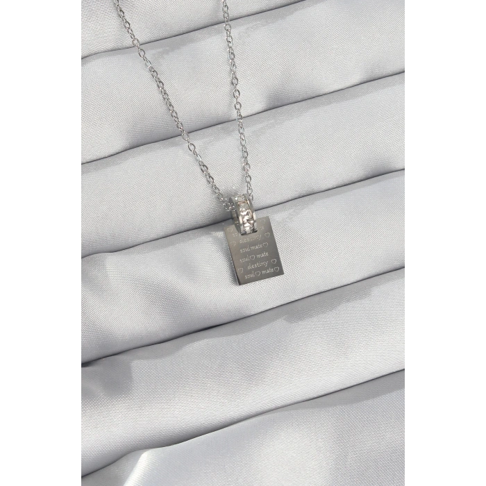 Dodes Dodes 316L Çelik Zincir Gümüş Renk Zirkon Taşlı Aşk Mektubu Kolye TG27BKO8908