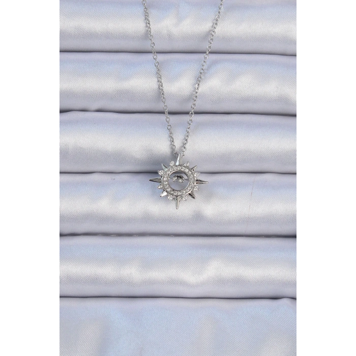 Dodes Dodes 316L Çelik Zincir Gümüş Renk Zirkon Taşlı Parlayan Yıldız Kolye TG27BKO9084