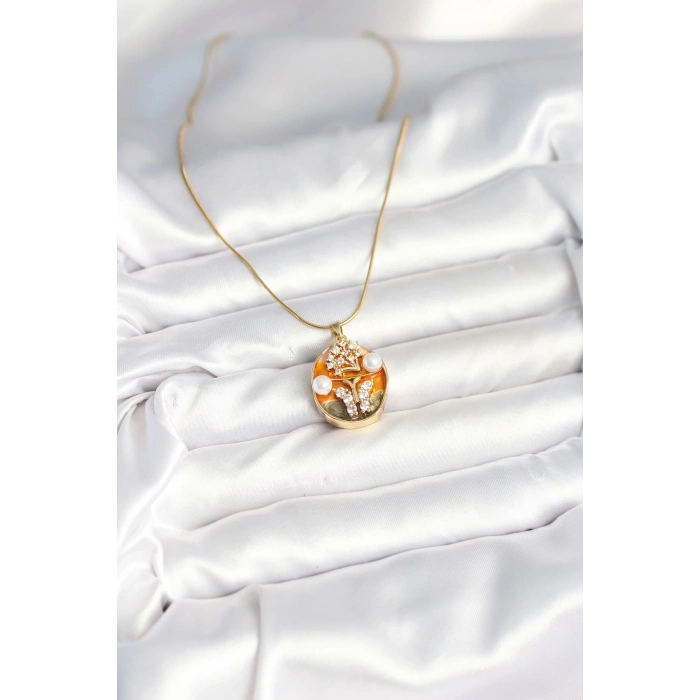 Dodes Dodes 316L Çelik Zincir Kelebek Model Sanatsal Portre Kadın Kolye TG27BKO10594