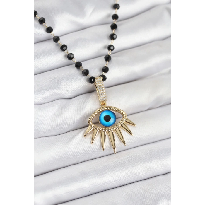 Dodes Dodes 316L Çelik Zincir Kristal Boncuklu Göz Model Kadın Kolye TG27BKO10564