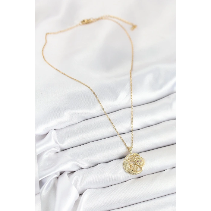 Dodes Dodes 316L Çelik Zirkon Taşlı Ay Ve Güneş Model Gold Renk Kadın Kolye TG27BKO10539