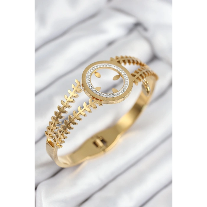 Dodes Dodes 316L Çelik Zirkon Taşlı Çeyrek Takılabilir Gold Renk Kelepçe TG27BB7823