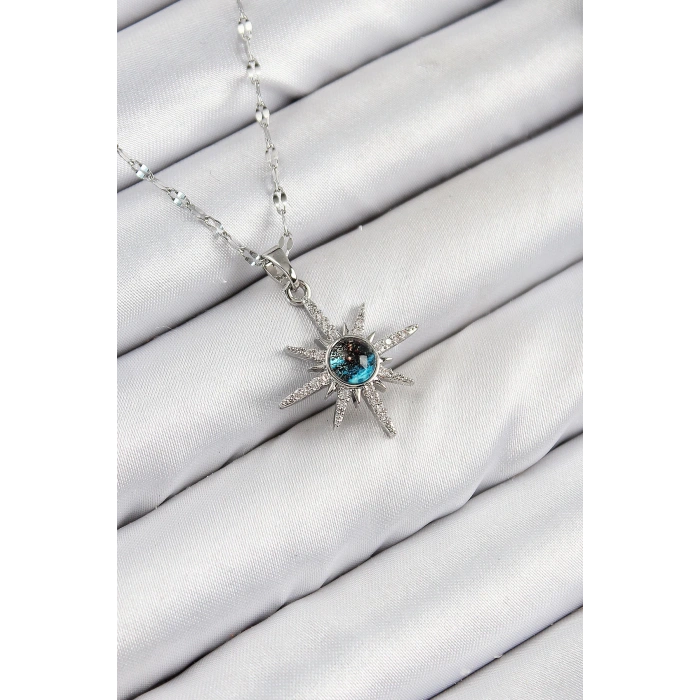 Dodes Dodes 316L Çelik Zirkon Taşlı Kutup Yıldızı Model Gümüş Renk Kadın Kolye TG27BKO10443