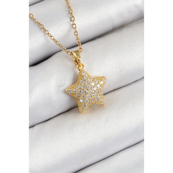 Dodes Dodes 316L Çelik Zirkon Taşlı Yıldız Model Gold Renk Kadın Kolye TG27BKO10540