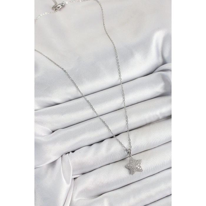 Dodes Dodes 316L Çelik Zirkon Taşlı Yıldız Model Gümüş Renk Kadın Kolye TG27BKO10352
