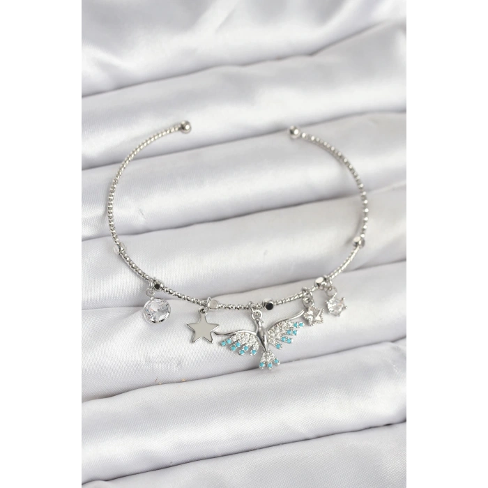 Dodes Dodes Anka Kuşu Charmlı Gümüş Renk Pirinç Kadın Bileklik TG27BB8040