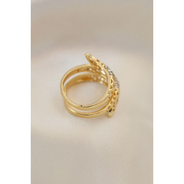 Dodes Dodes Ayarlamalı Altın Renk Metal Zirkon Taşlı Yüzük TG27BYK2040