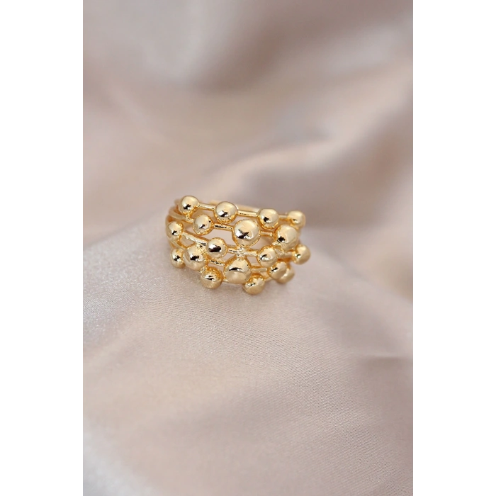 Dodes Dodes Ayarlamalı Gold Renk Metal Bombeli Boluncuk Model Yüzük TG27BYK2060