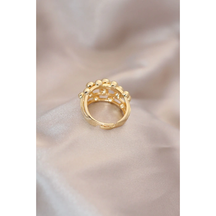 Dodes Dodes Ayarlamalı Gold Renk Metal Bombeli Boluncuk Model Yüzük TG27BYK2060
