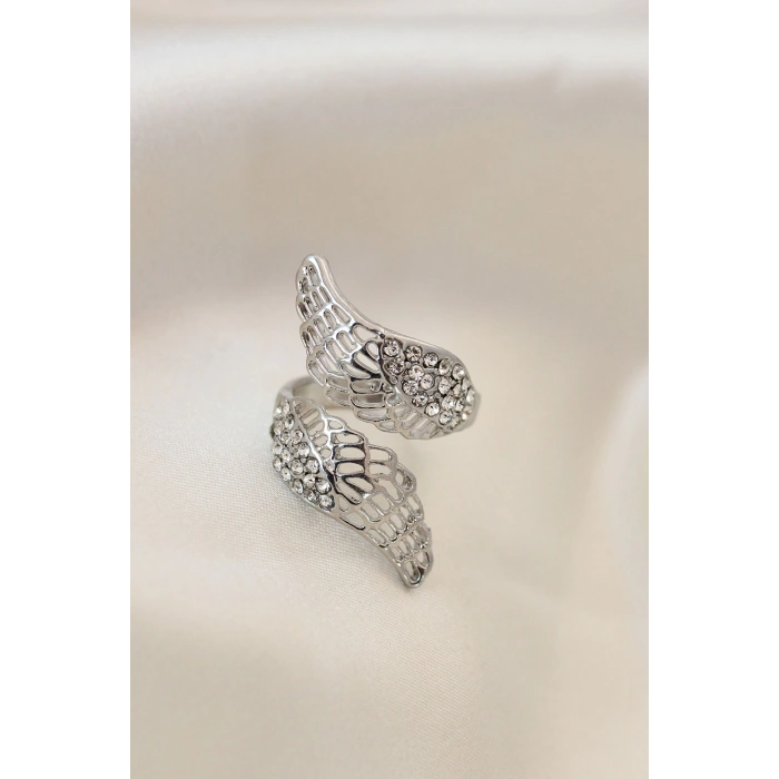 Dodes Dodes Ayarlamalı Silver Renk Metal Zirkon Taşlı Kanat Yüzük TG27BYK2033