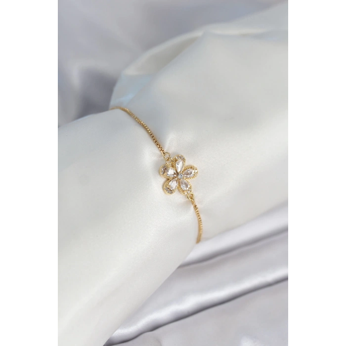 Dodes Dodes Çiçek Model Asansörlü Gold Renk Kadın Bileklik TG27BB8011