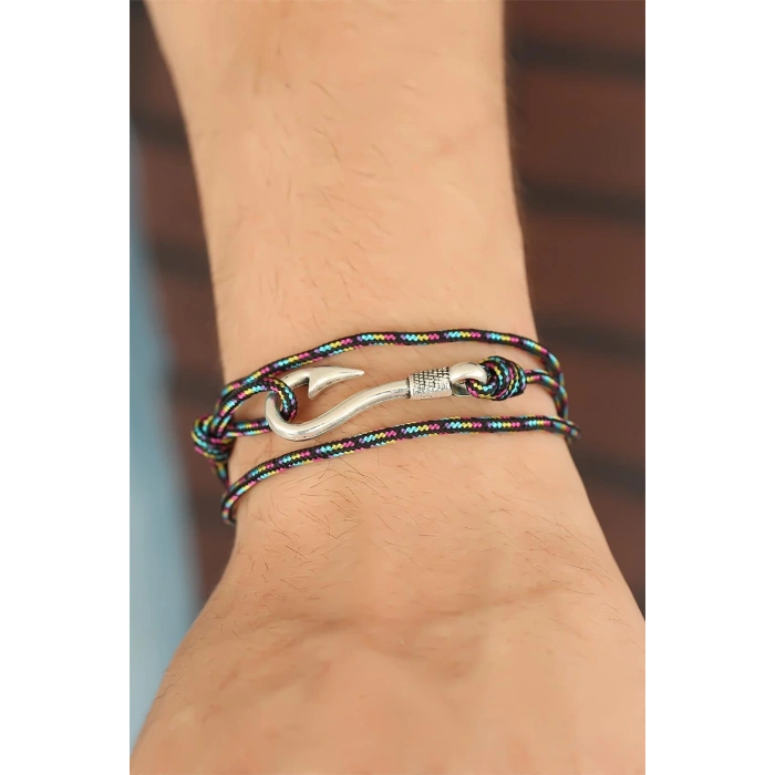 Dodes Dodes Çizgi Desenli Metal Kancalı Erkek Bileklik TG27EB2239-KS