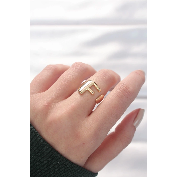 Dodes Dodes F Harfli Altın Renk Ayarlanabilir Yüzük TG27BYK3154