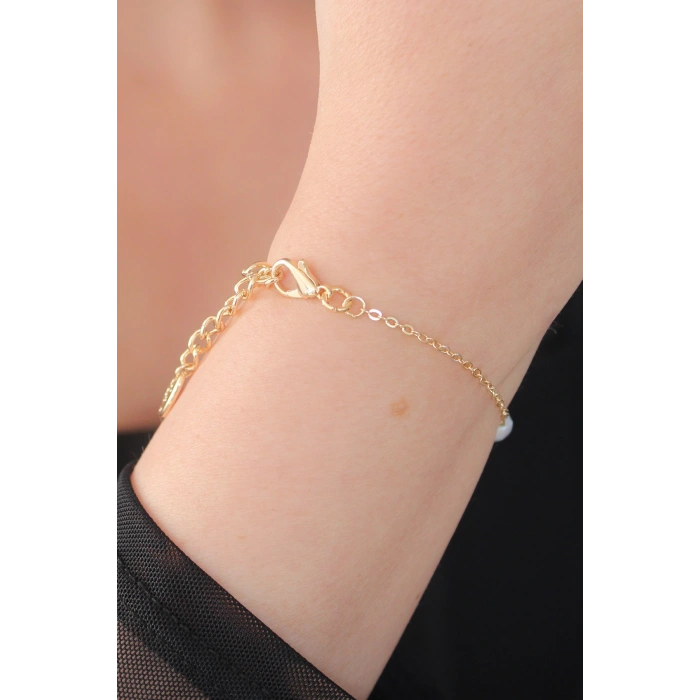 Dodes Dodes Gold Renk İnci Boncuk Model Kadın Bileklik TG27BB5129