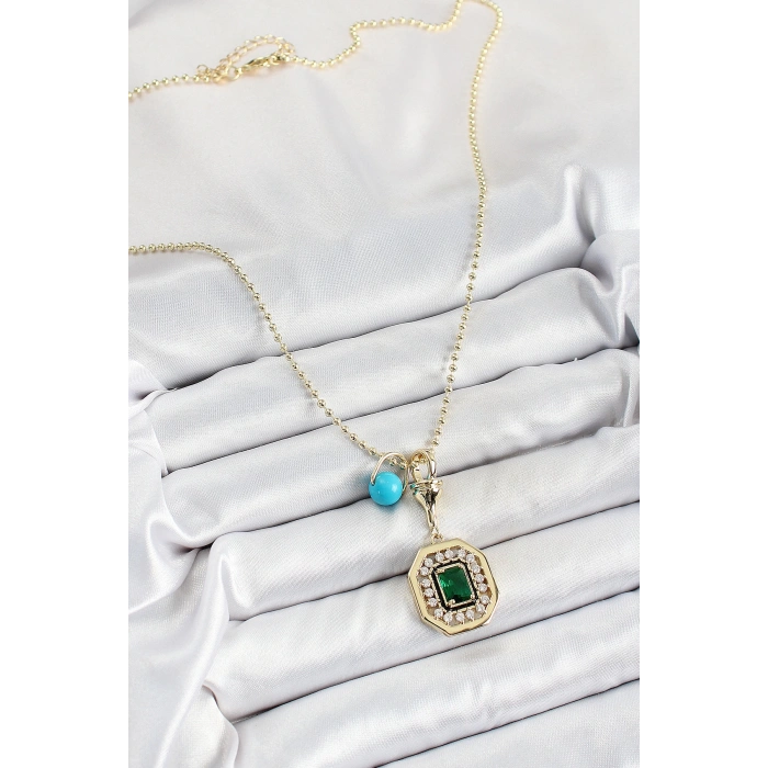 Dodes Dodes Gold Renk Pirinç Zirkon Taşlı Kadın Serenay Kolyesi TG27BKO10304