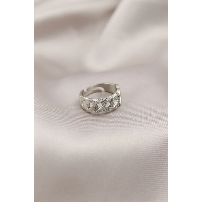 Dodes Dodes Gümüş Renk Metal Zincir Model Taşlı Kadın Yüzük TG27BYK2200