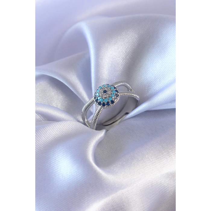 Dodes Dodes Gümüş Renk Nazar Boncuk Model Kadın Yüzük TG27BYK2567