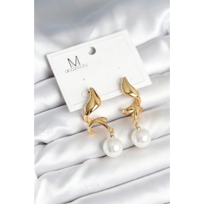 Dodes Dodes inci Detaylı Sarmal Model Gold Renk Pirinç Kadın Küpe TG27BKP11291