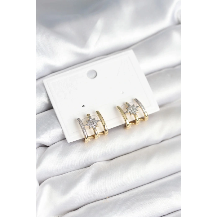 Dodes Dodes Kaburga Model Kutup Yıldızı Detaylı Gold Renk Kadın Küpe TG27BKP11296