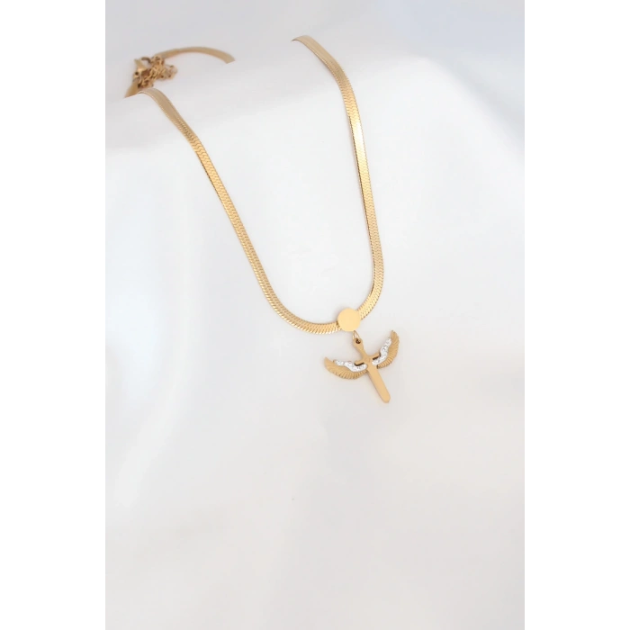 Dodes Dodes Mikail Figür Zirkon Taş Detay Gold Renk Çelik İtalyan Zincir Kadın Kolye TG27BKO6569